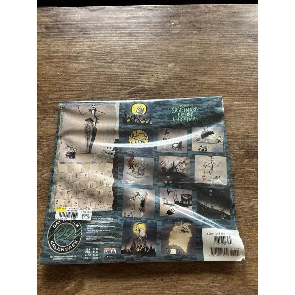 1994 Tim Burton’s Nightmare Before Christmas 16 Month Calendar Sealed Wrinkled